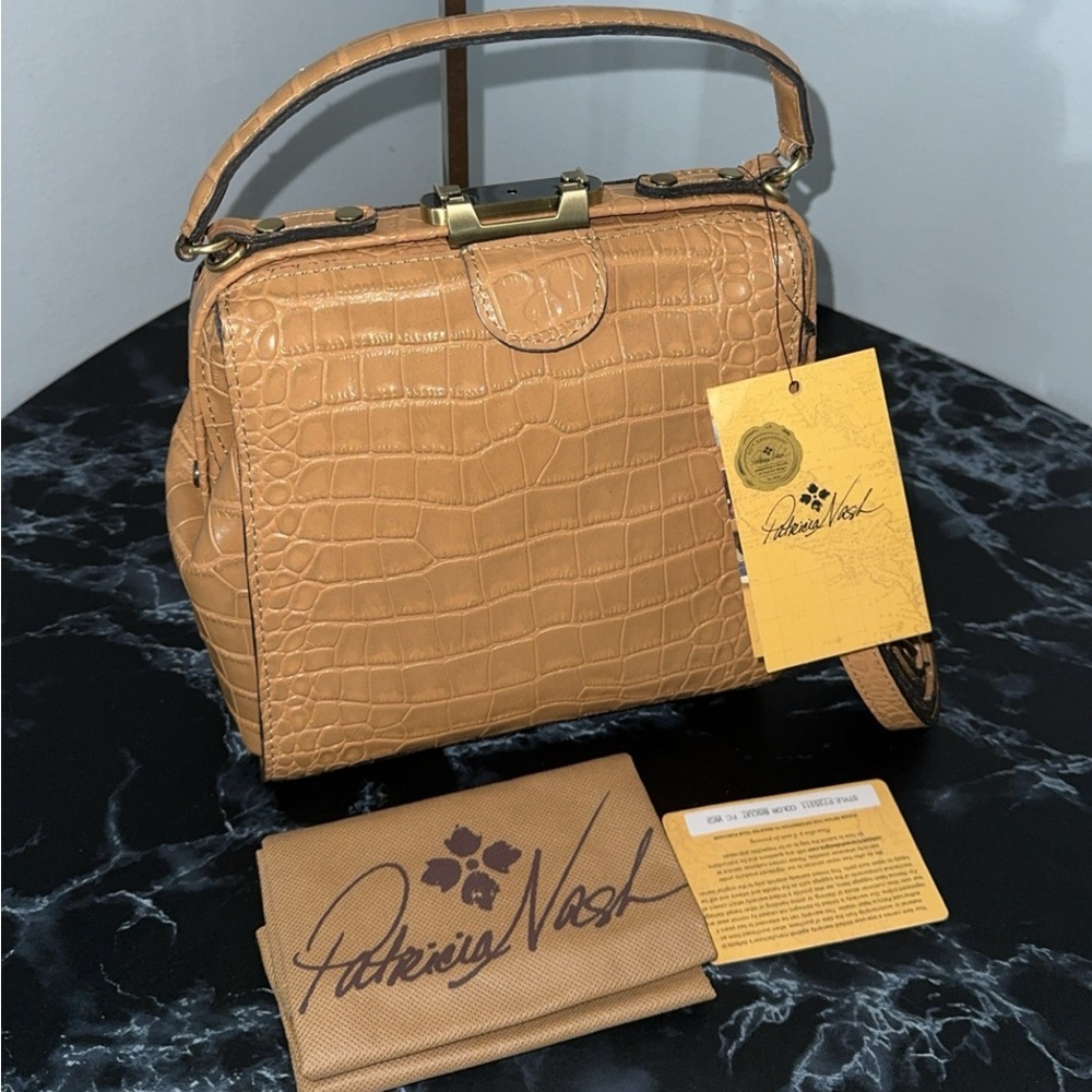 PATRICIA NASH Nela Satchel Tan Leather Crossbody Bag AUTHENTIC NWT -Broken Latch - Picture 3 of 7